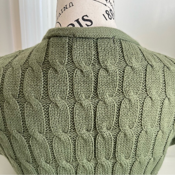 Mandee Cable Knit Bat Sleeve Duster Cardigan Green Sz L - Picture 11 of 16
